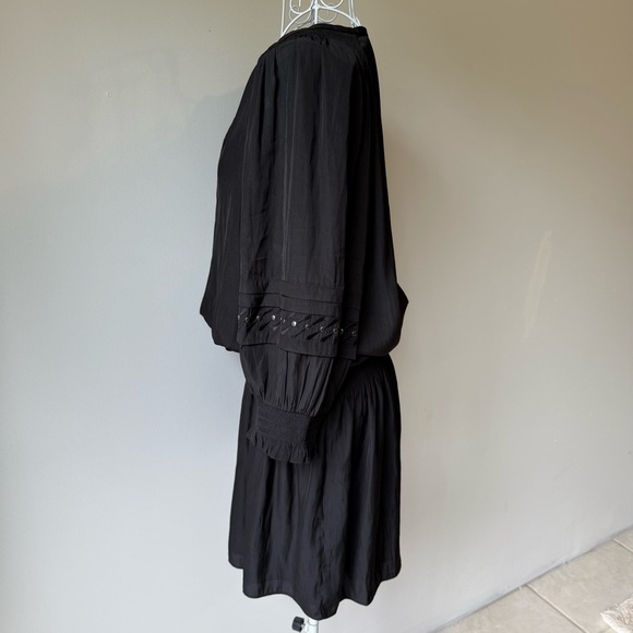 RAMY BROOK Aubree Studded 3/4 Sleeve Tunic Dress drop elastic waist black SZ M - Picture 4 of 9